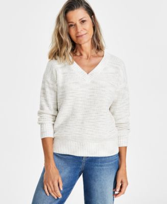売れ筋商品|||スタイルアンドコー ニット&セーター アウター レディース Petite Space-Dye V-Neck Sweater, Exclusively at Macy's Spacedye R Style & Co Petite Space-Dye V-Neck Sweater, Created for