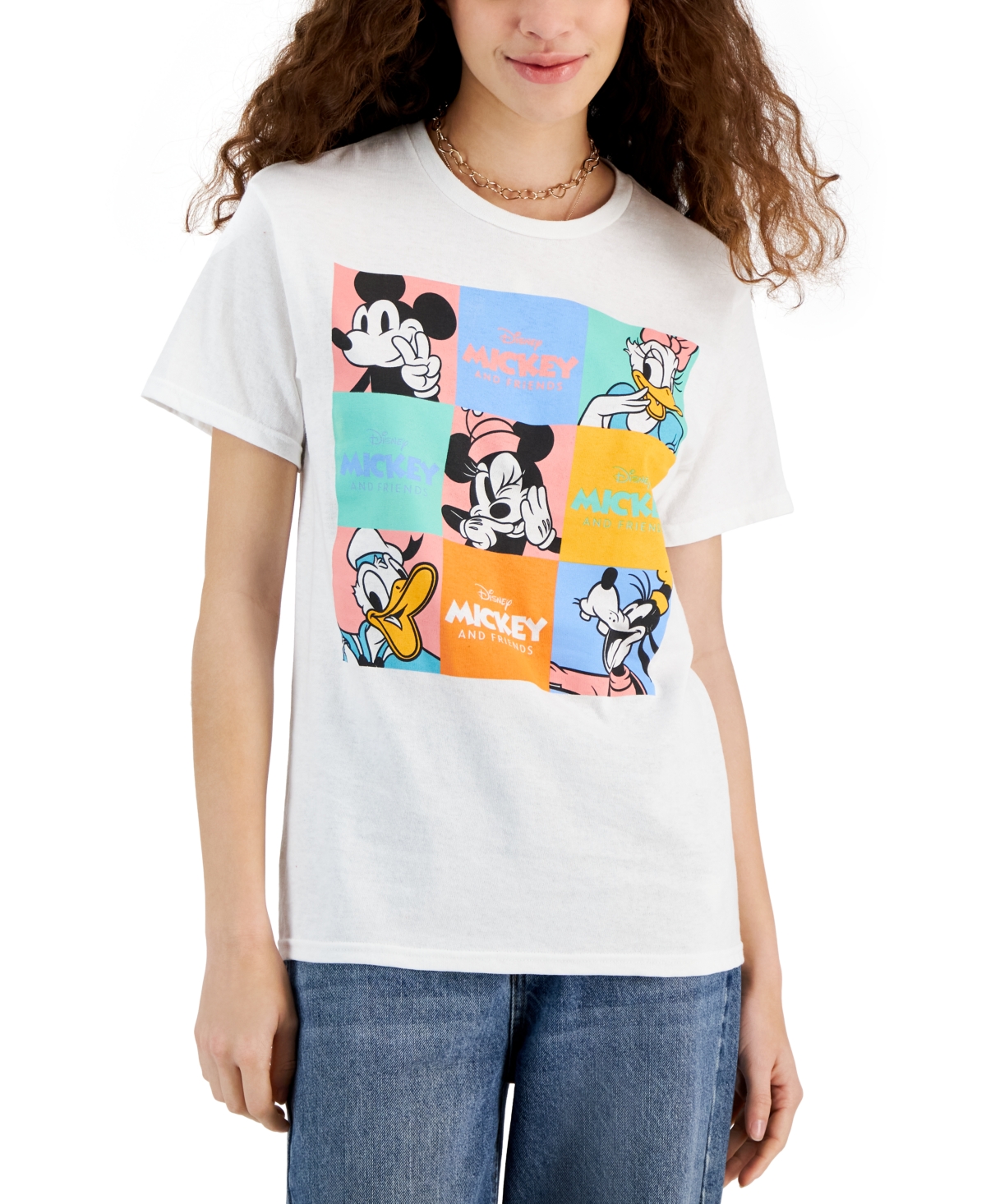 Juniors' Friends of Mickey Graphic T-Shirt - White