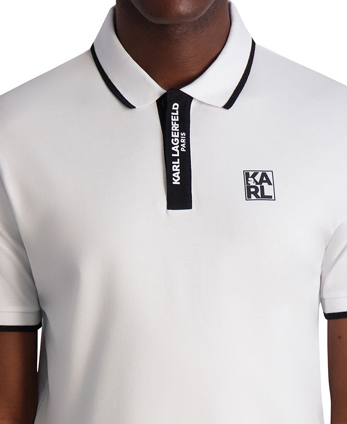 KARL LAGERFELD PARIS Men's Slim-Fit Logo-Tape Polo Shirt, Created for ...