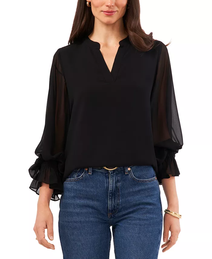 Women's Split-Neck Long-Sleeve Top - thumbnail 6