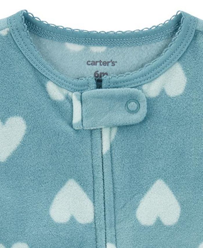 Carter's Baby Girls Bunny Heart Zip Up Fleece Sleep and Play Macy's