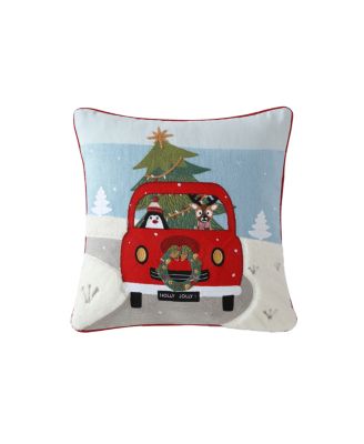 ID HOME FASHIONS - Xmas Trip Embroidered Holiday Decorative pillow