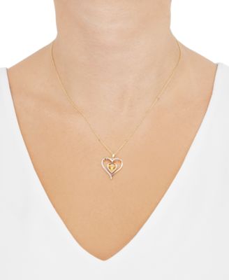 Birthstone Gemstone & Diamond Accent Heart 18" Pendant Necklace in 14k Gold-Plated Sterling Silver 