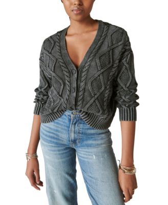 Lucky Brand Women s Cable Stitch Long Sleeve Cardigan Macy s