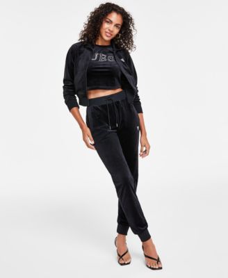 Womens Full Zip Sweatshirt Couture Cropped T Shirt Couture Pull On Jogger Pants