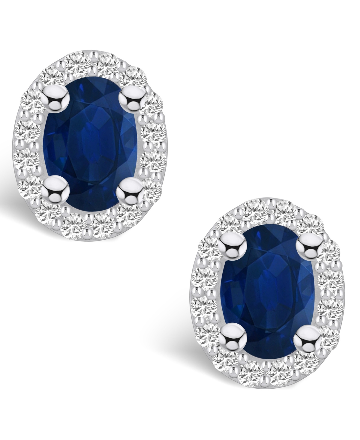 Macy's Sapphire (1-1/5 Ct. t.w.) and Diamond (1/4 Ct. t.w.) Halo Stud Earrings