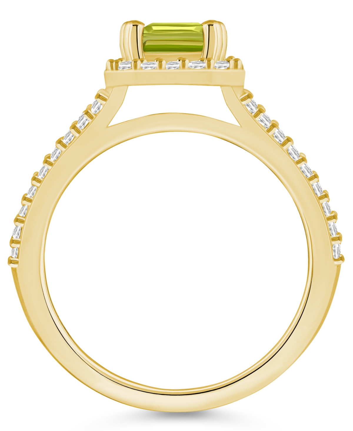 Macy's(1-3/4 ct. t.w.) and Diamond (1/2 ct. t.w.) Halo Ring in 14K Yellow Gold - Peridot