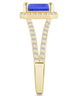 Tanzanite (1-5/8 Ct. t.w.) and Diamond (1/2 Ct. t.w.) Halo Ring