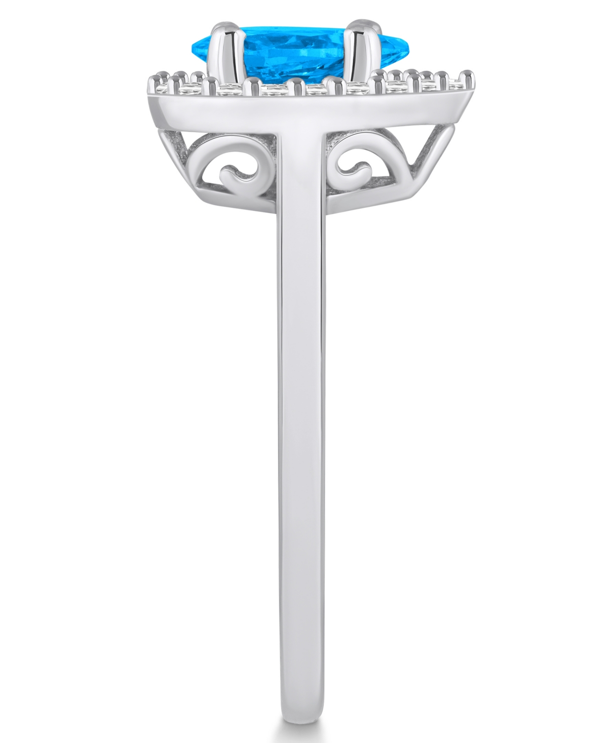 Macy's(1 ct. t.w.) and Diamond (1/5 ct. t.w.) Halo Ring in 14K White Gold - Blue Topaz