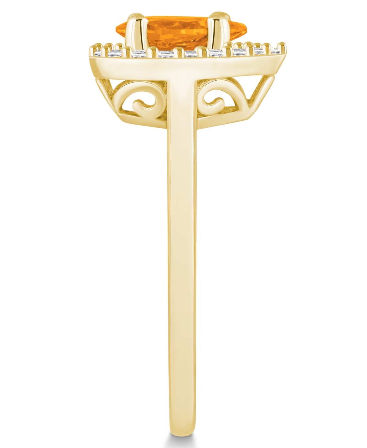 Macy's(7/8 ct. t.w.) and Diamond (1/5 ct. t.w.) Halo Ring in 14K Yellow Gold - Citrine