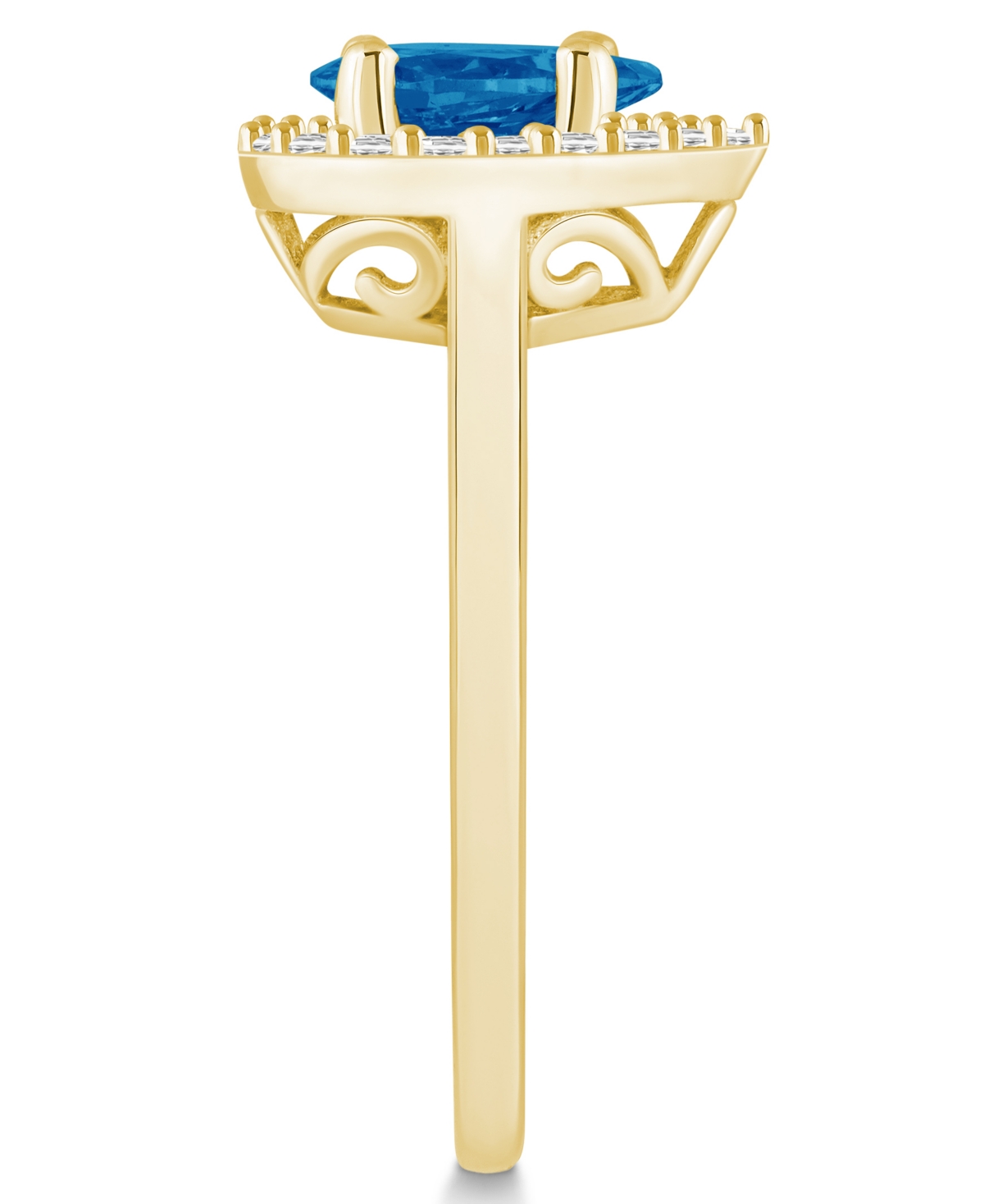Macy's(1 ct. t.w.) and Diamond (1/5 ct. t.w.) Halo Ring in 14K Yellow Gold - London Blue Topaz