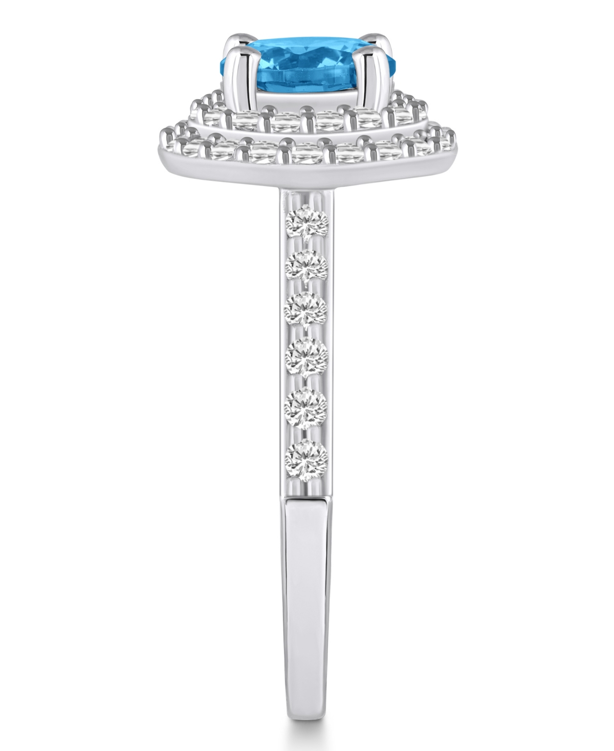 Macy'sand Diamond Accent Halo Ring in 14K White Gold - Blue Topaz