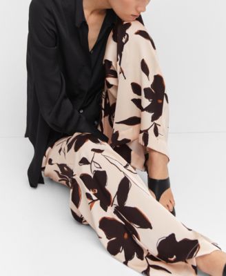 MANGO Women's Wide Leg Printed Pants