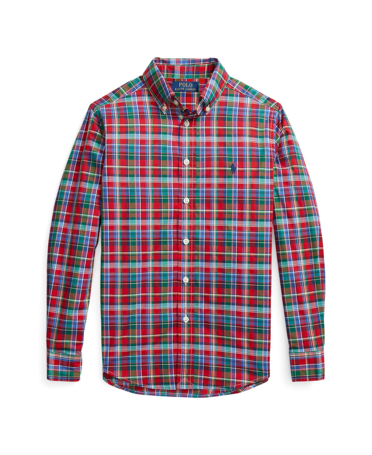 Polo Ralph Lauren Kids' Toddler And Little Boys Plaid Cotton Poplin Shirt In Red,green Multi