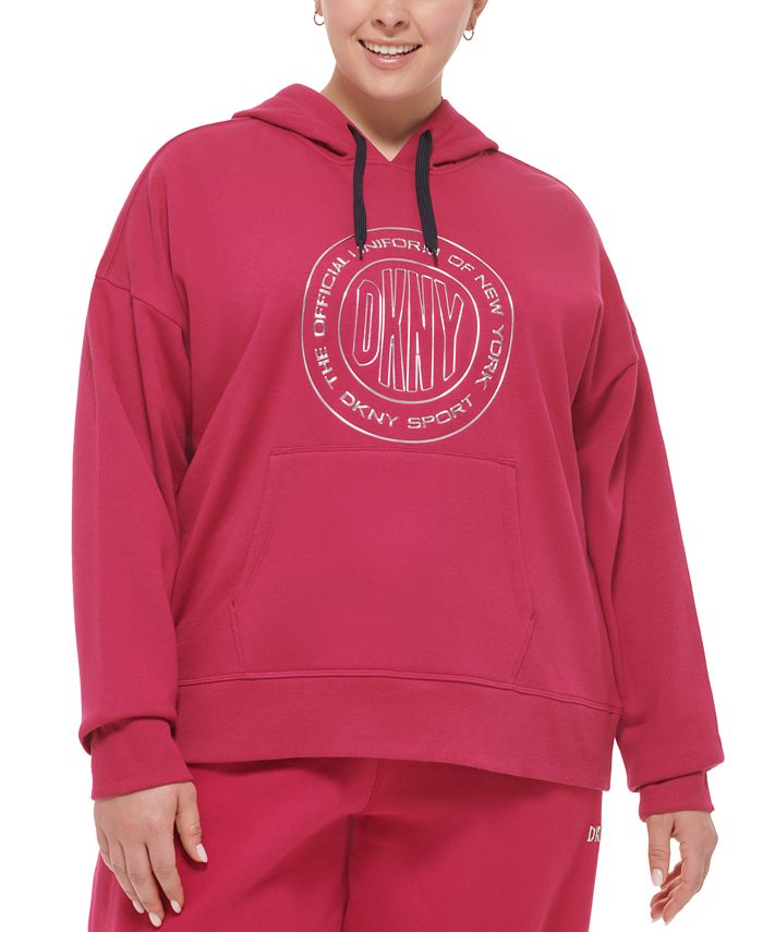 DKNY Sports Plus Size Metallic-Logo Long-Sleeve Hoodie - Macy's