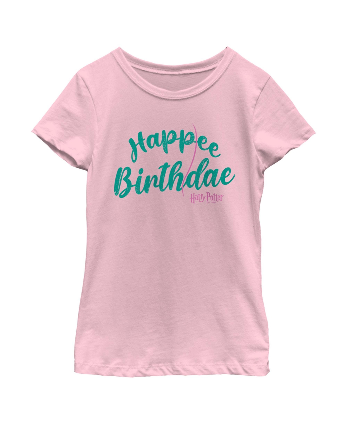 Warner Bros Girl's Harry Potter Happee Birthdae Logo Child T-shirt In Light Pink