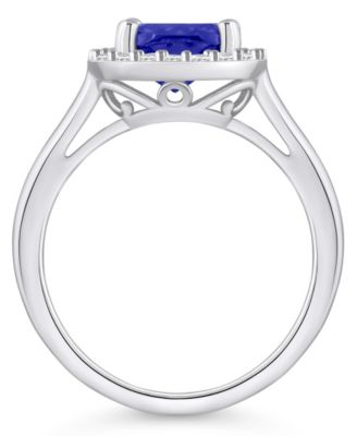 Tanzanite (2-1/3 ct. t.w.) & Diamond (1/4 ct. t.w.) Cushion Halo Ring in 14k Gold