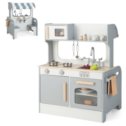 Детская игрушка Costway 2-in-1 Double-Sided Play Kitchen, Ages 3+