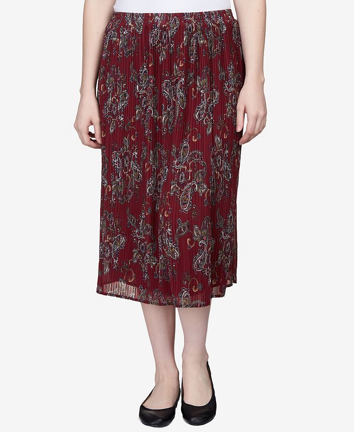 Alfred Dunner Petite Mulberry Street Casual Midi Paisley Skirt - Macy's