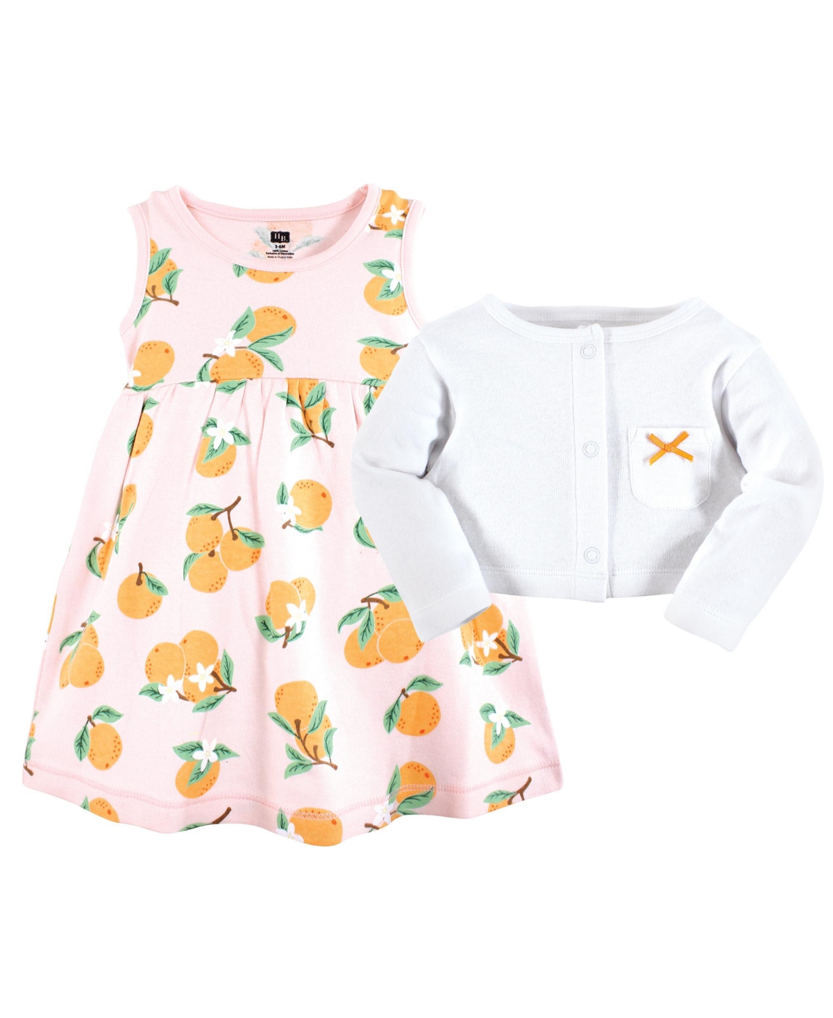 Hudson Baby Toddler Boys Cotton Dress and Cardigan 2pcSet,- Citrus orange