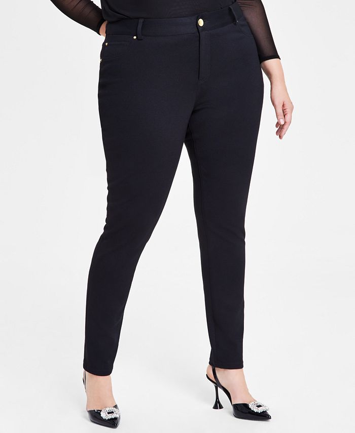 Women's Plus Size Pull On Ponte Pant Black - Tall