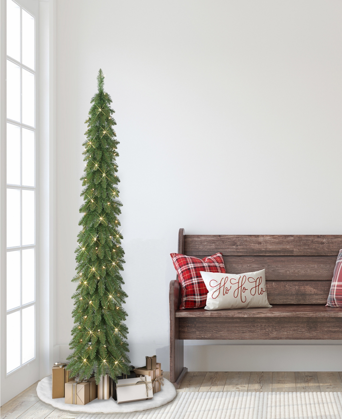 Puleo 6' Pre-lit Alpine Artificial Pencil Tree In Green