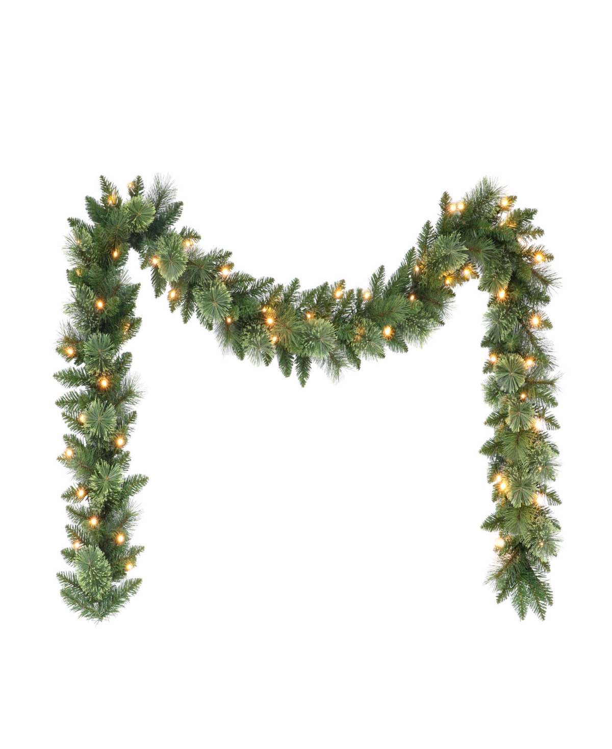 Puleo 9' X 10" Pre-lit Garland With Battery Operated Timer In Green