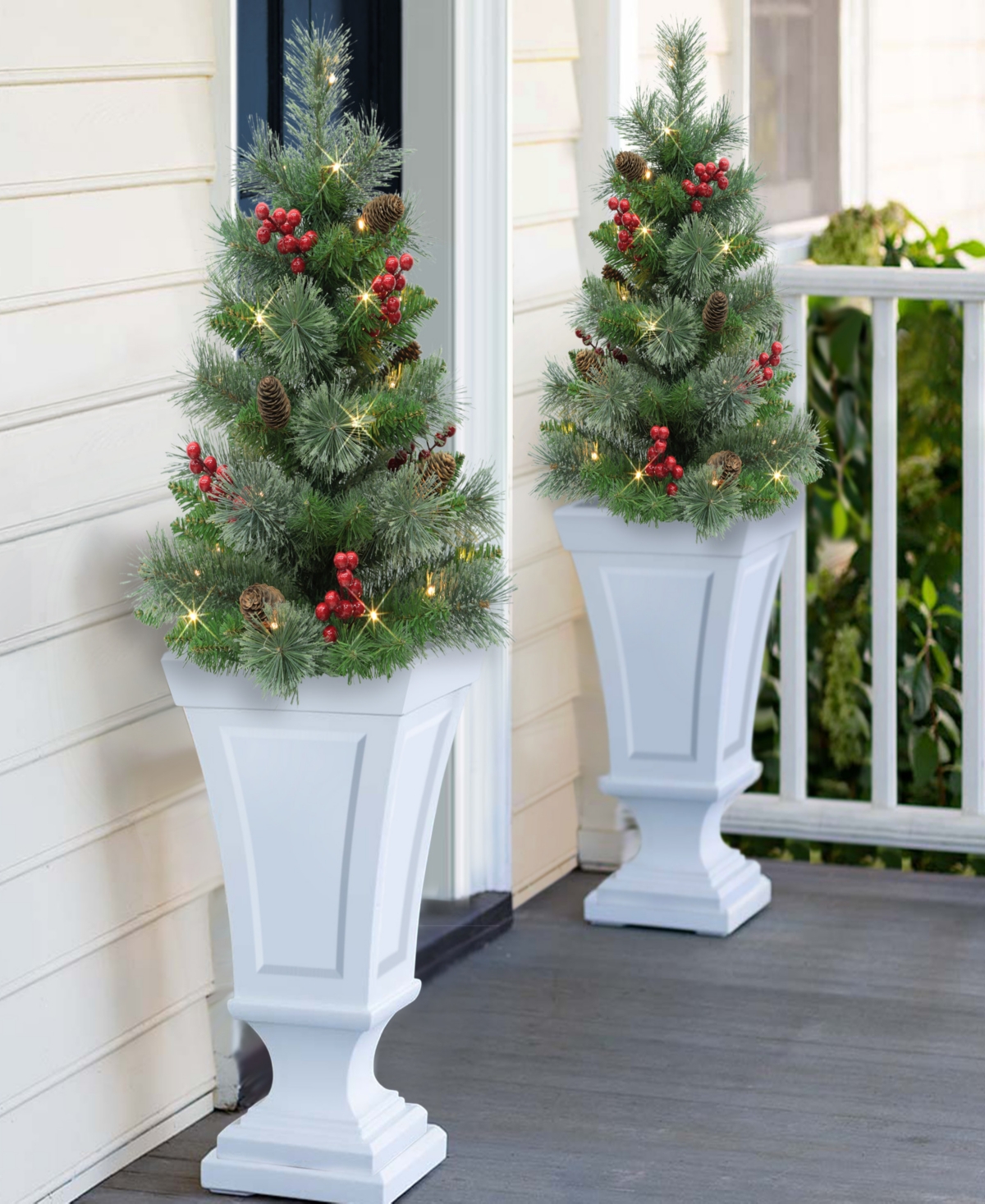 Puleo Set of 2 Pre-Lit Urn Filler with Battery-Operated Timer
