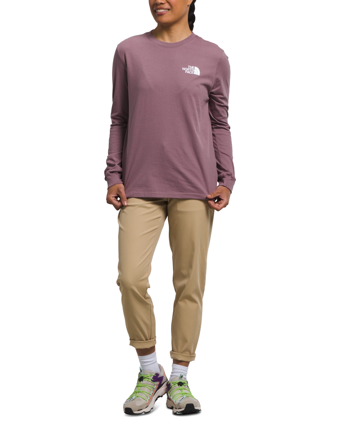 The North Face Women's Long-sleeve Box Logo T-shirt In Fawn Grey