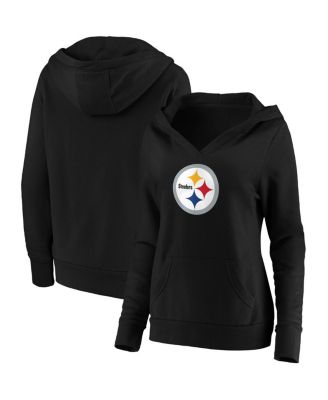 Fanatics Plus Size Black Pittsburgh Steelers Primary Team Logo V-Neck  Pullover Hoodie