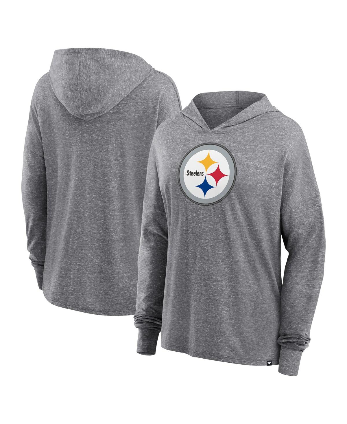 Fanatics Women's  Heather Gray Pittsburgh Steelers Cozy Primary Pullover Hoodie In Heather Gray