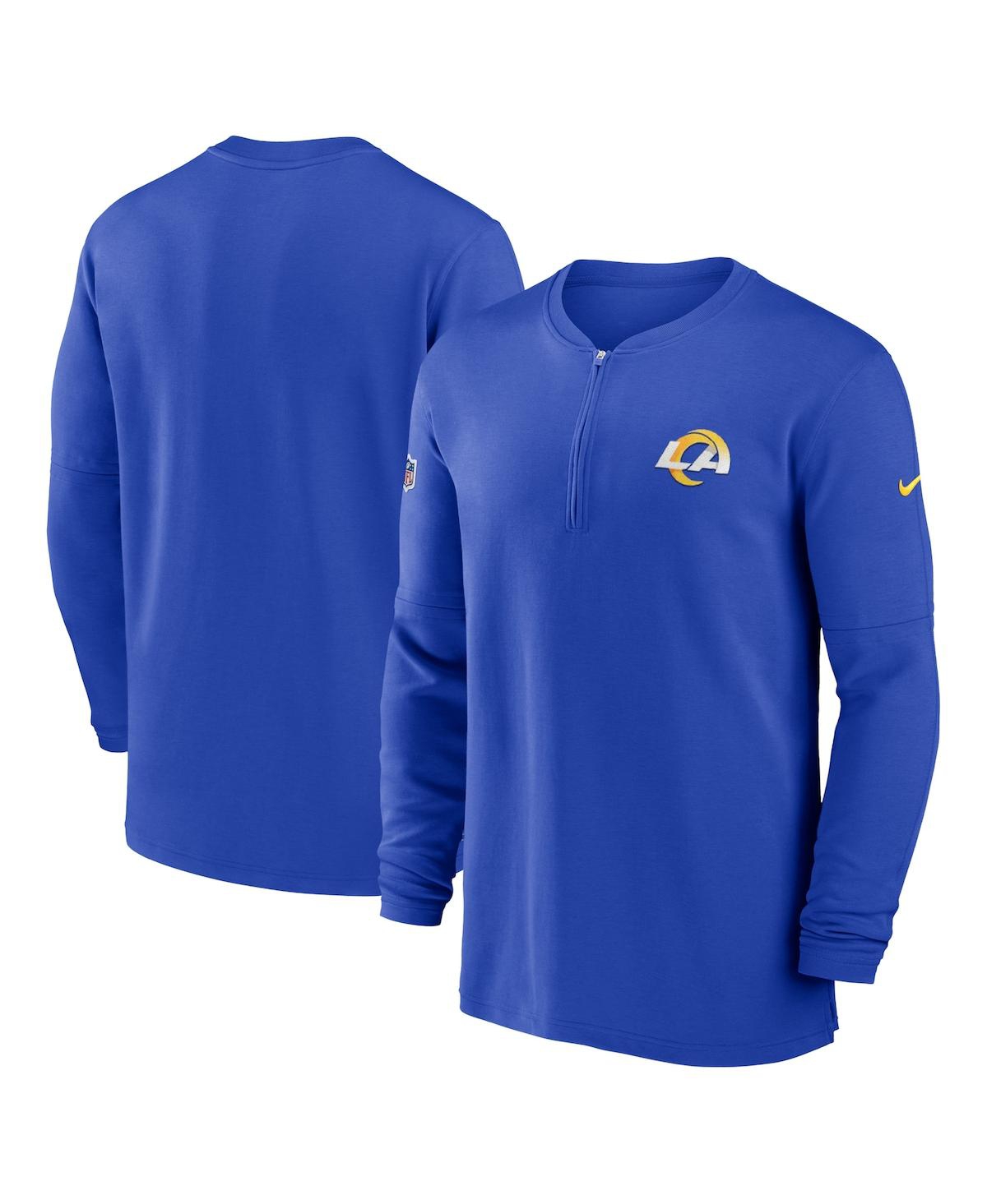 Shop Nike Men's  Royal Los Angeles Rams 2023 Sideline Performance Long Sleeve Quarter-zip Top