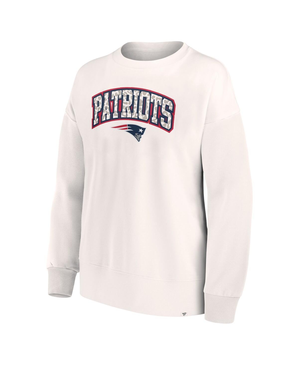 Fanatics Branded White New England Patriots Leopard Team Pullover Sweatshirt In White