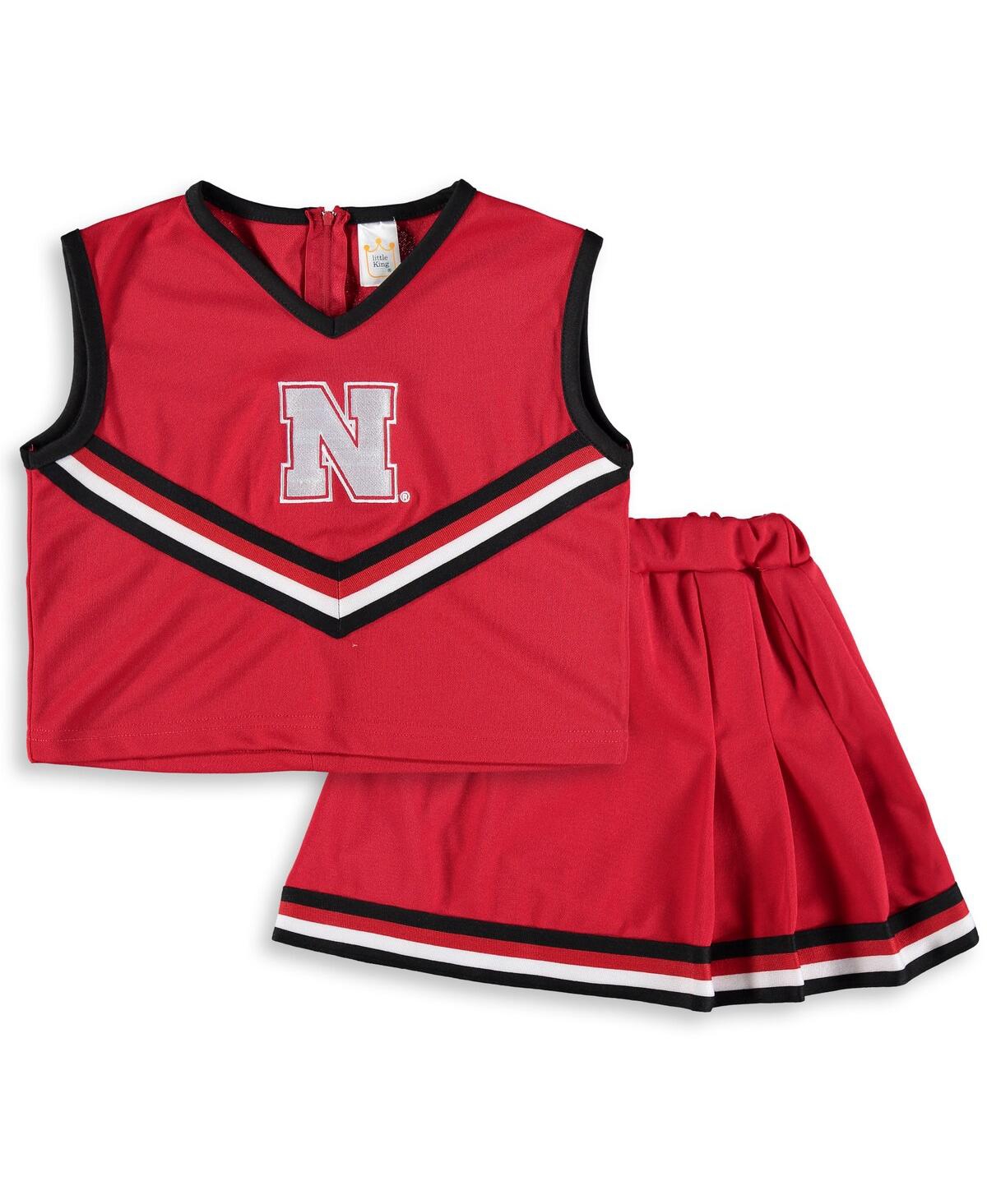 LITTLE KING APPAREL BIG GIRLS SCARLET NEBRASKA HUSKERS TWO-PIECE CHEER SET 