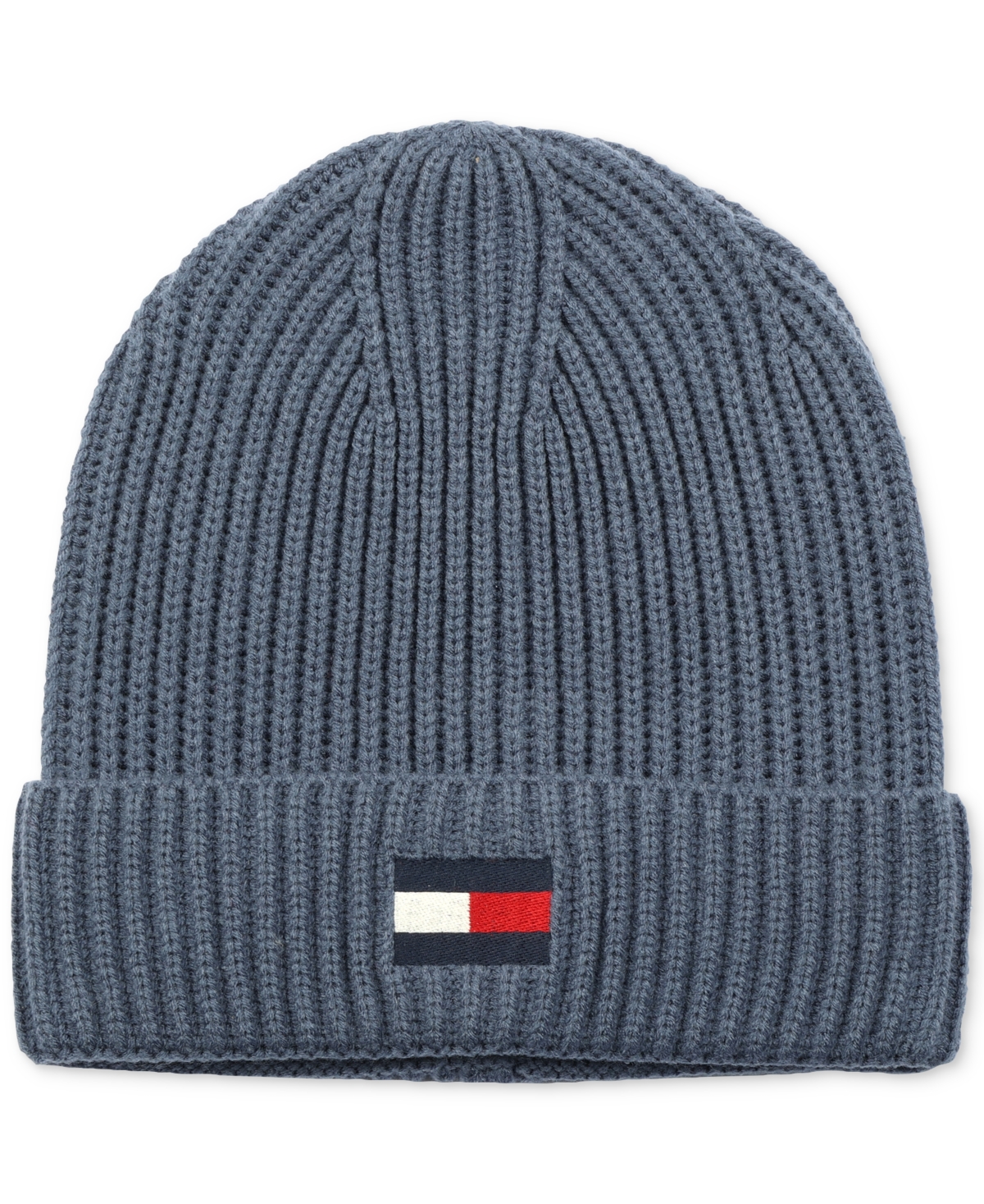 Tommy Hilfiger Men's Fisherman Ribbed-knit Logo Beanie In Faded Indigo
