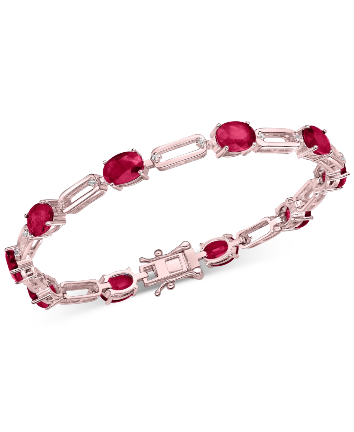 Macy's Emerald (8-1/2 Ct. T.w.) & White Sapphire (3/8 Ct. Tw.) Link Bracelet In Gold-plated Sterling Silver In Ruby
