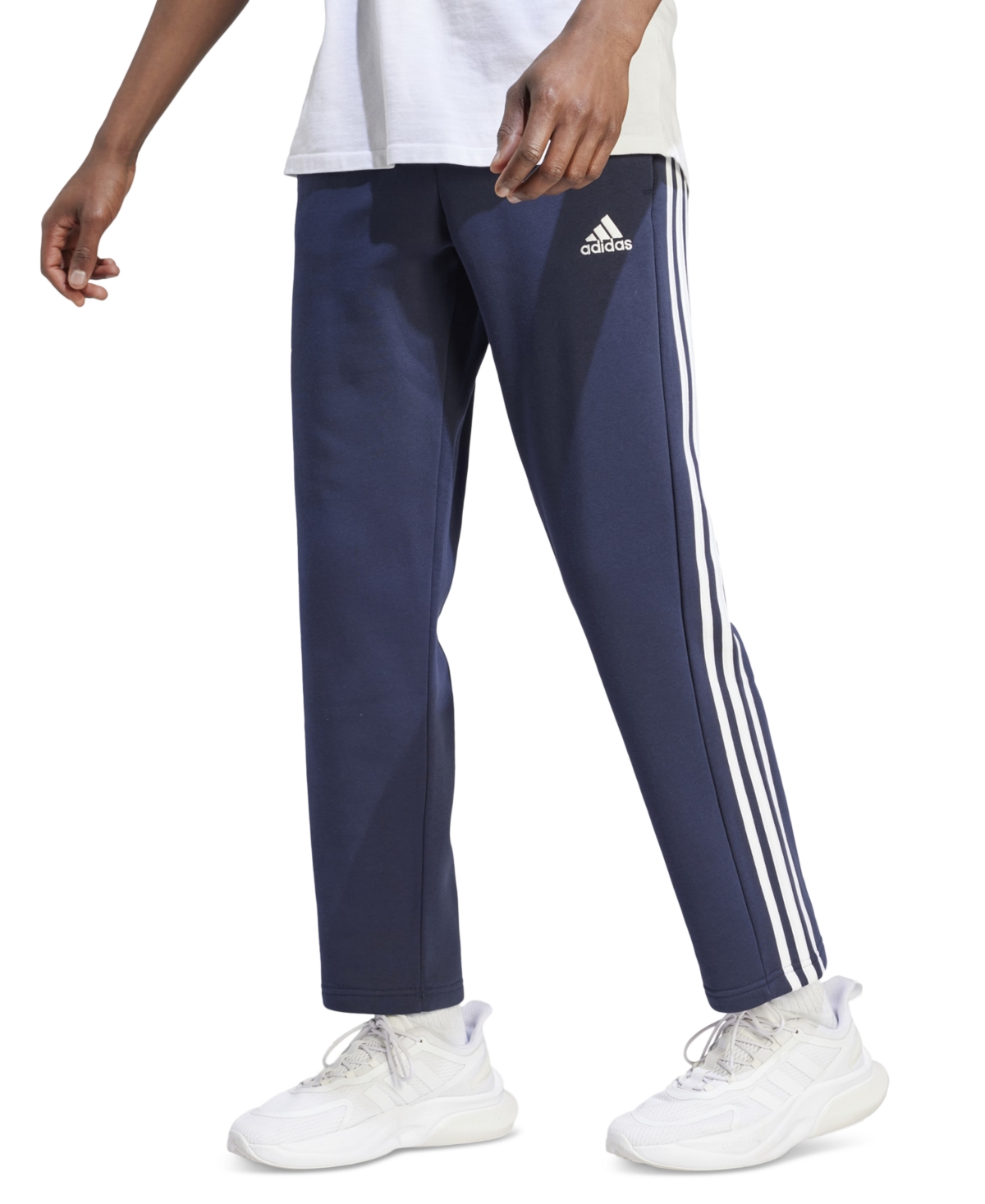 Adidas Originals Adidas Men's Essentials 3-stripes Regular-fit Fleece Pants, Regular & Big & Tall In Leg Ink,wht