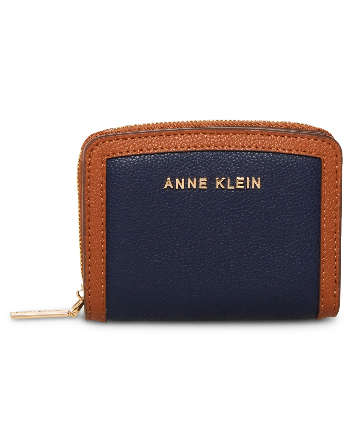  Anne Klein Round AK Zip Around Wallet, Saddle