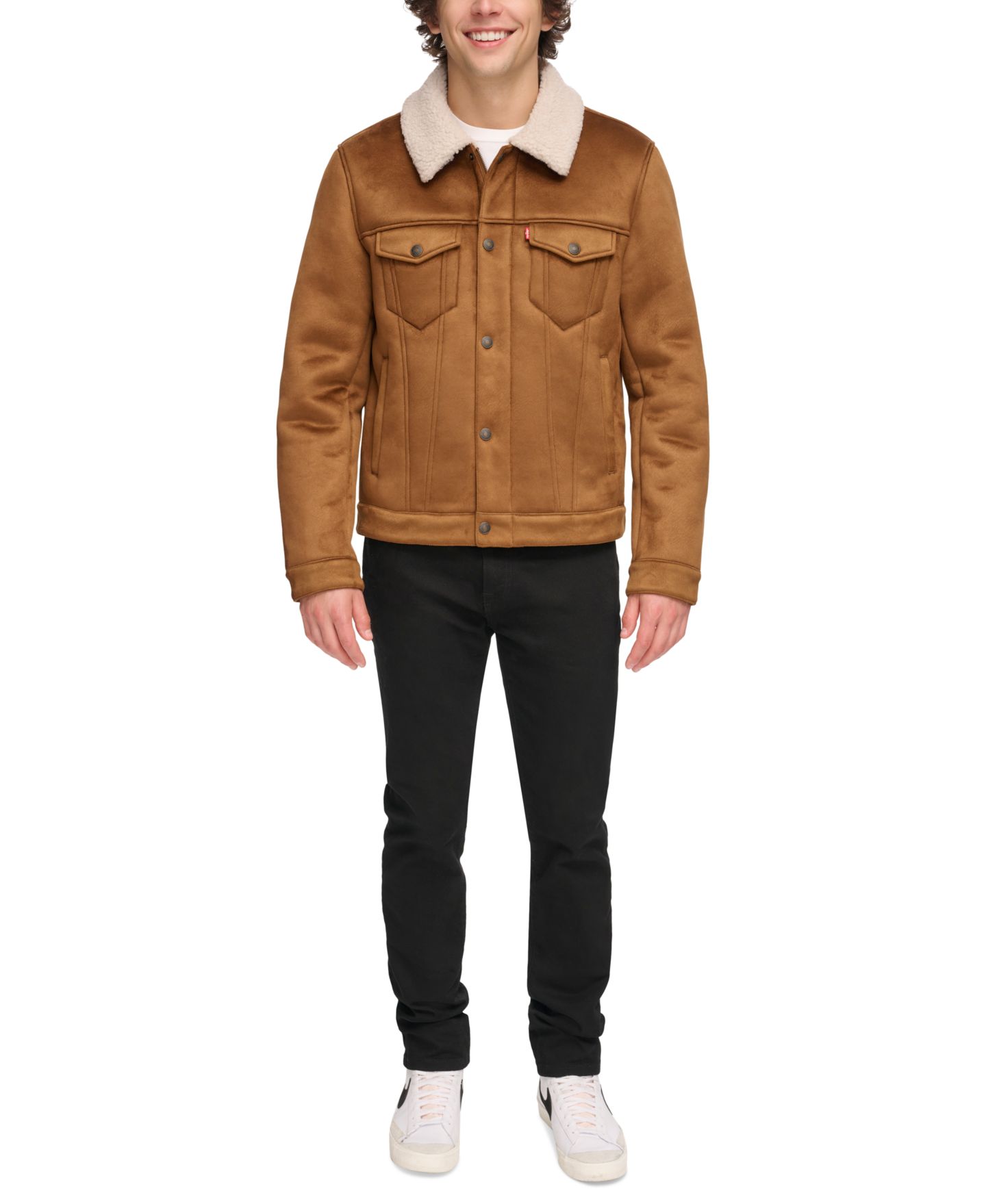 Мужская куртка Levi's Relaxed-Fit Faux-Shearling Trucker, цвет: Коричневый — фото 6