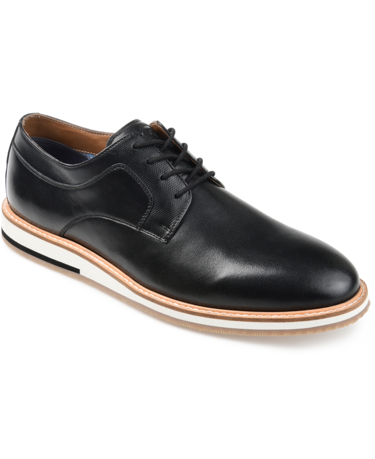 Shop Thomas & Vine Men's Glover Wide Width Tru Comfort Foam Lace-up Round Toe Derby Shoes In Black