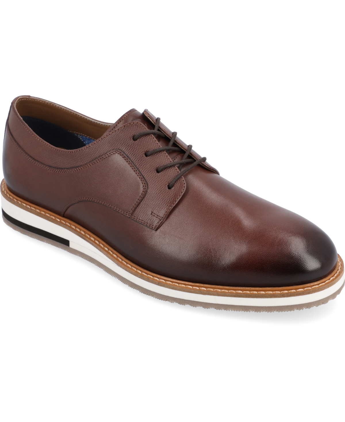 Shop Thomas & Vine Men's Glover Wide Width Tru Comfort Foam Lace-up Round Toe Derby Shoes In Brown