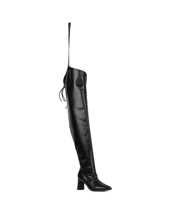 Black thigh shop high boots macys
