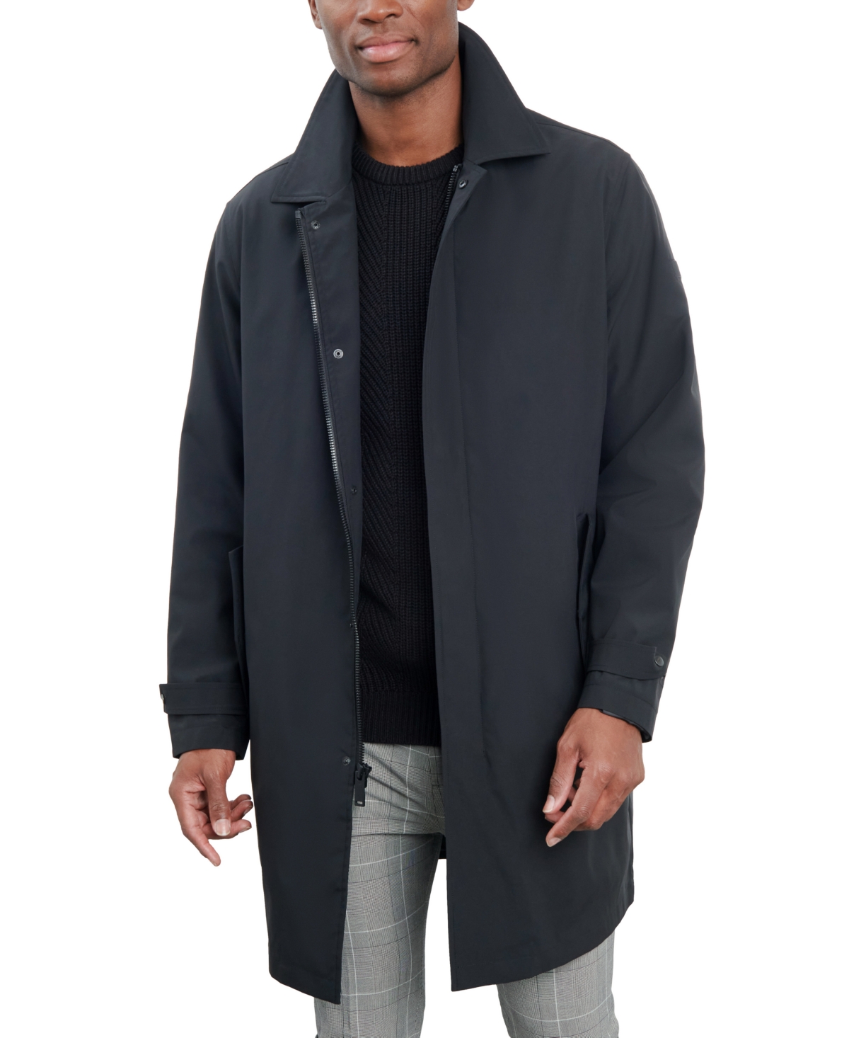 Michael Kors Men's Macintosh Full-zip Raincoat, Created For Macy's In Black