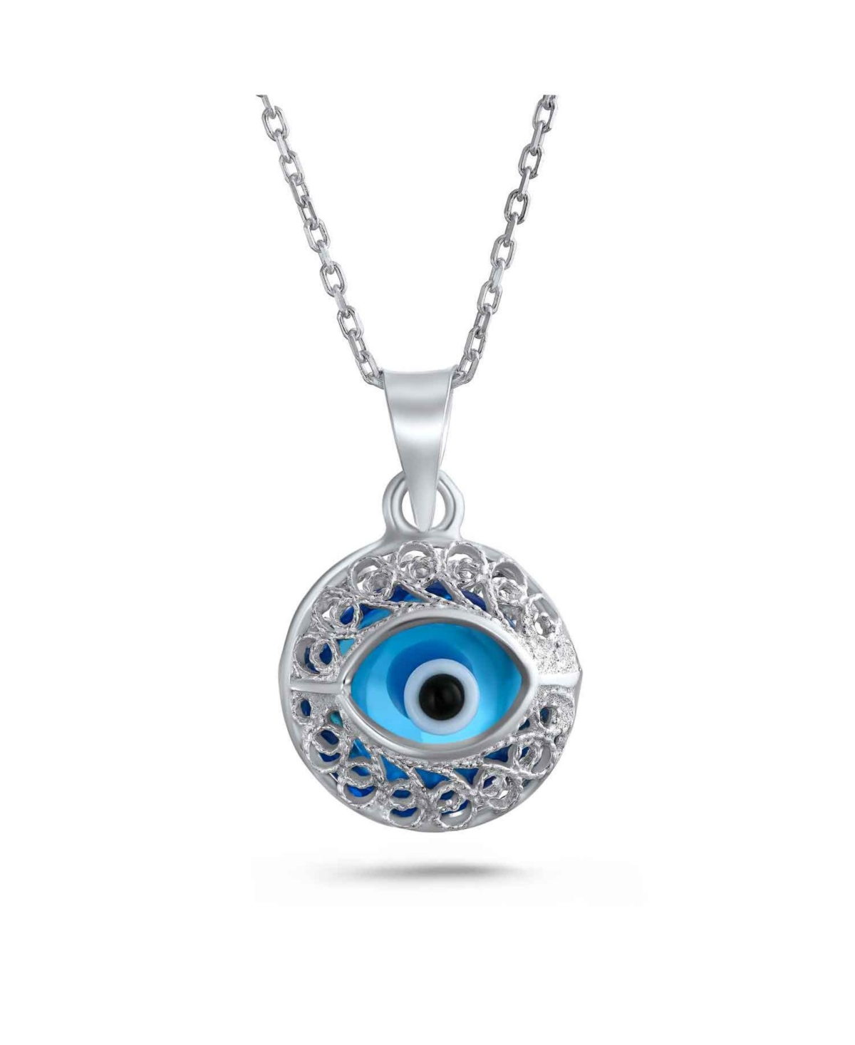 Bling Jewelry Turkish Spiritual Protection Amulet Round Circle Moving Floating Aqua Nazar Blue Evil Eye Filigree C In Light Blue