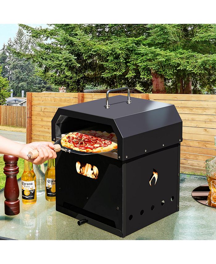 Costway 4in1 Multipurpose Outdoor Pizza Oven Wood Fired 2Layer