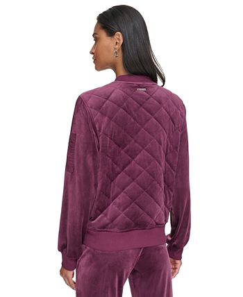 Macy\'s Klein Quilted Calvin - Women\'s Velour Jacket Zip-Up