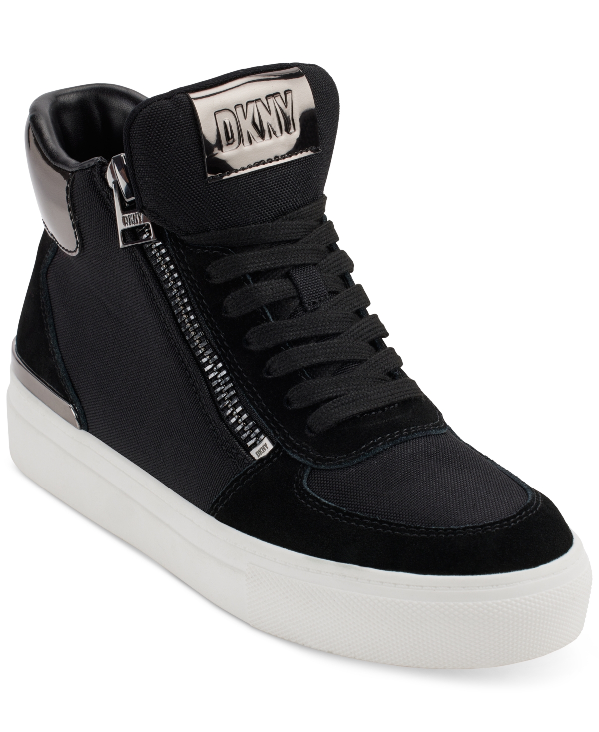 Women's Cindell Lace-Up Zipper High Top Sneakers - Pebble/ Black