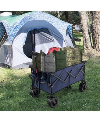 Folding Collapsible Wagon Utility Garden Cart w/ Wide Wheels Adjustable Handle