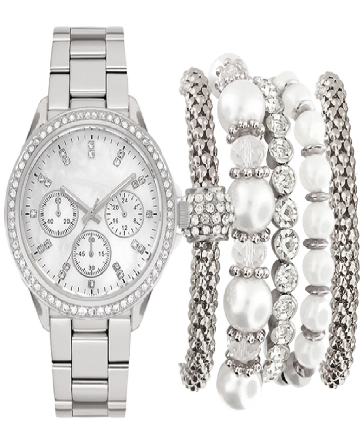 Women's Bracelet Watch 36mm Gift Set - Silver