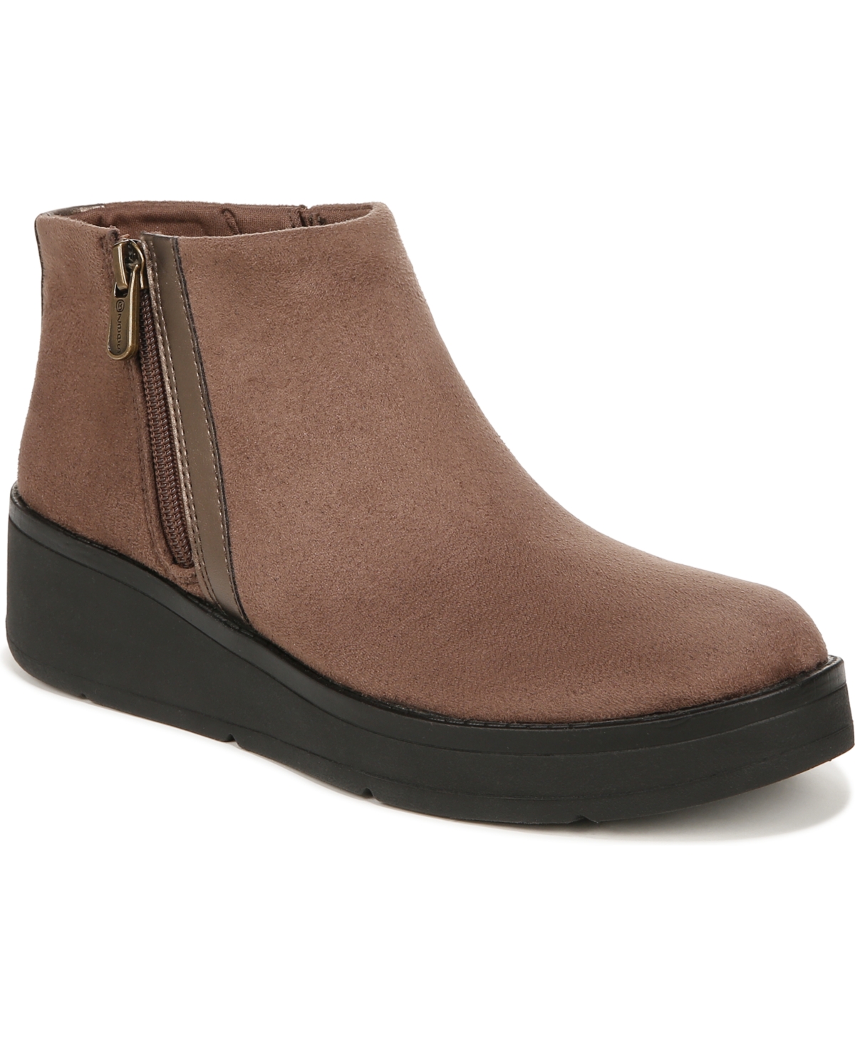 Bzees Premium Freestyle Washable Booties In Brown Stretch Microfiber